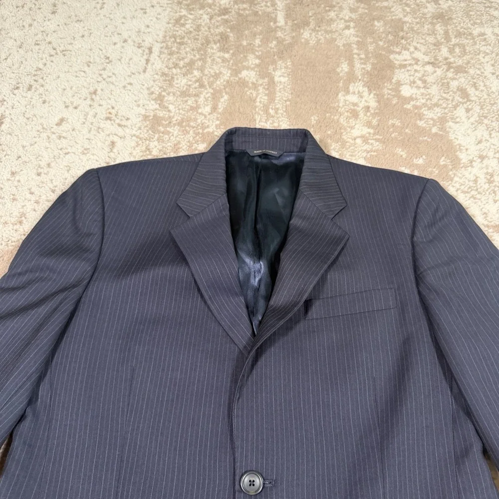 Banana Republic Suit Mens 40R 31x32 Navy Blue Striped Wool Classic Old Money